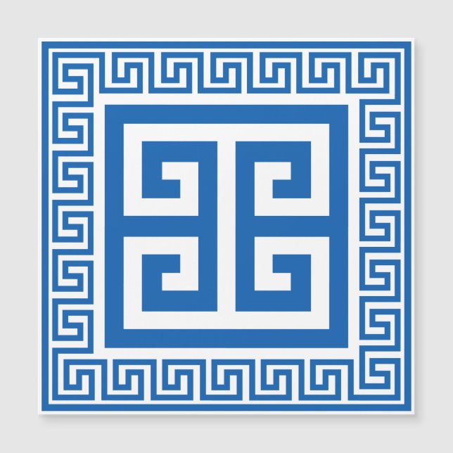 Cartão Magnético Branco E Azul Padrão-Chave Grego (Frente)
