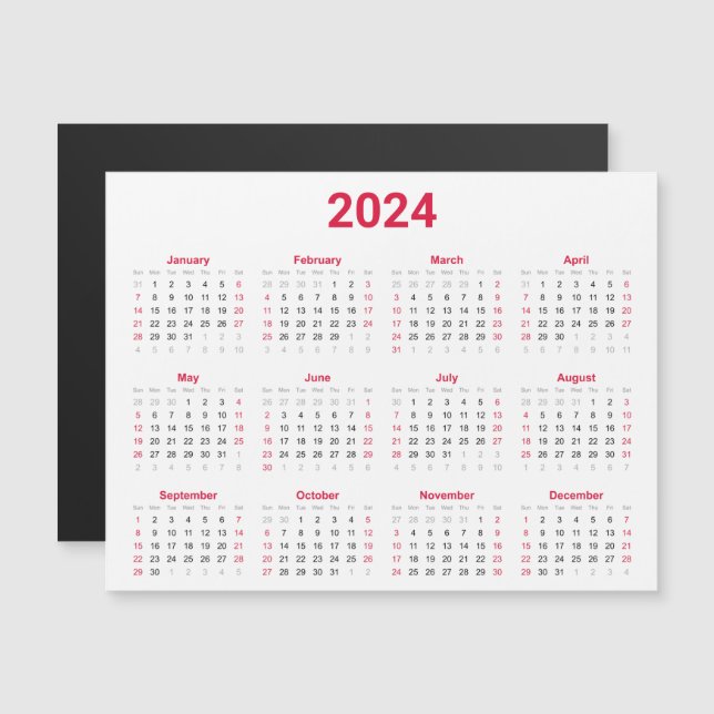 Cartão Magnético Calendário 2024 Anos (Frente/Verso)