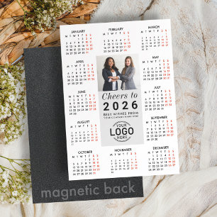 Cartão magnético Calendário 2026 para fotos de log