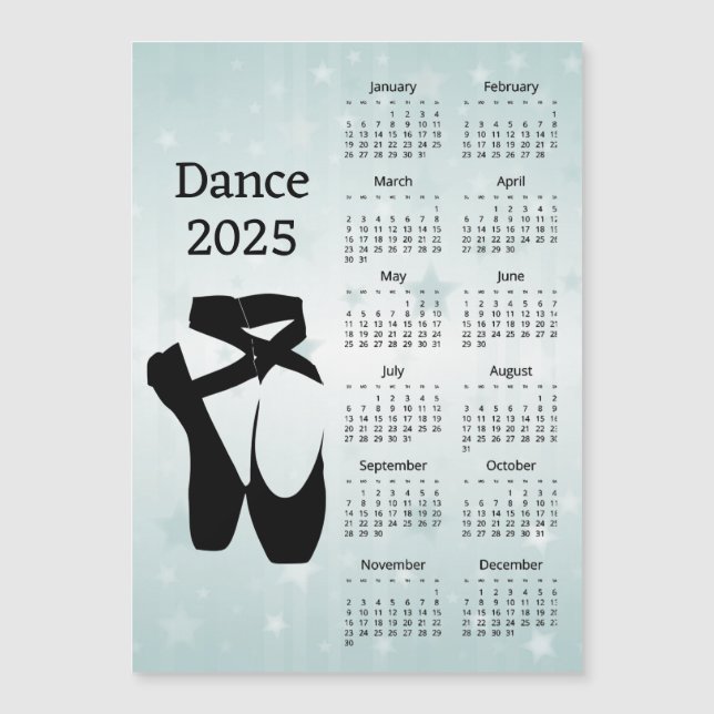 Cartão Magnético Calendário Dance 2025 (Frente)