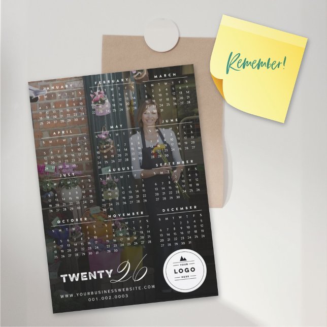 Cartão Magnético Calendário de Tipografia Simples  (2026 Simple Typography Calendar Magnetic Card @ fat_fa_tin)