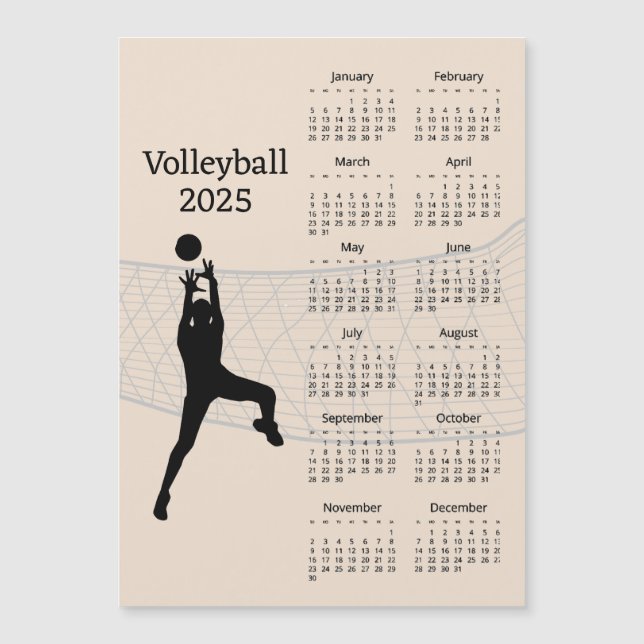 Cartão Magnético Calendário de Voleibol 2025 (Frente)