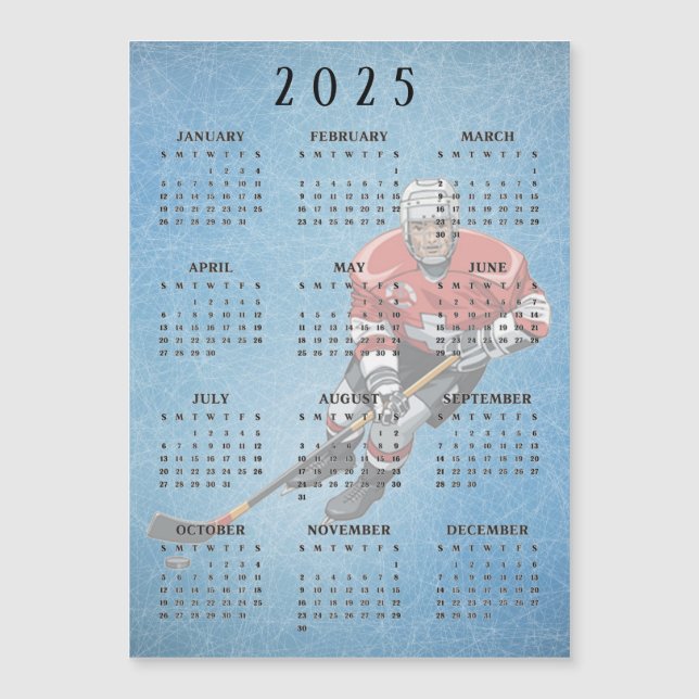 Cartão Magnético Calendário do Design de Hockey 20 (Frente)