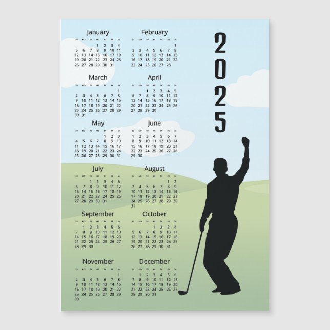 Cartão Magnético Calendário Golf Design 2025 (Frente)