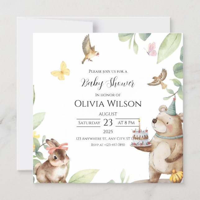 Cartão Magnético Chá de fraldas de Aves Brancas Ve (Frente)