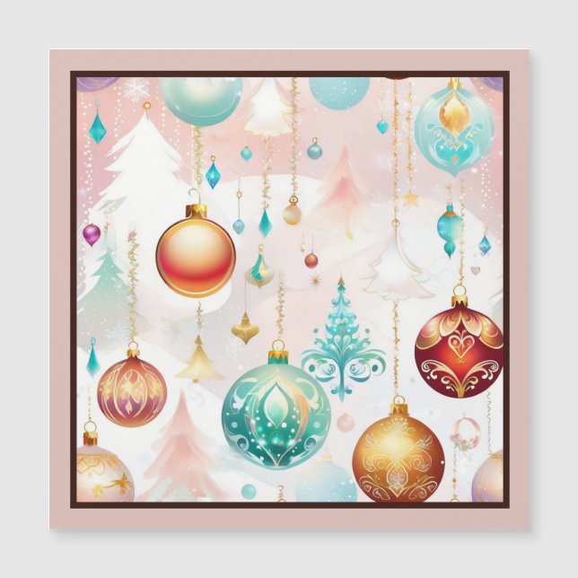 Cartão Magnético Colorir Bolas de Natal (Frente)