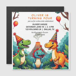 Cartão Magnético Convite de aniversário Dinosour