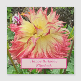 Cartão Magnético Dahlia Rosa e Amarelo