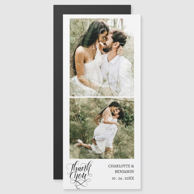Cartão Magnético de Agradecimento de Casamento com (Frente/Verso)