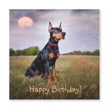 Cartão Magnético de Aniversário Doberman Pinscher