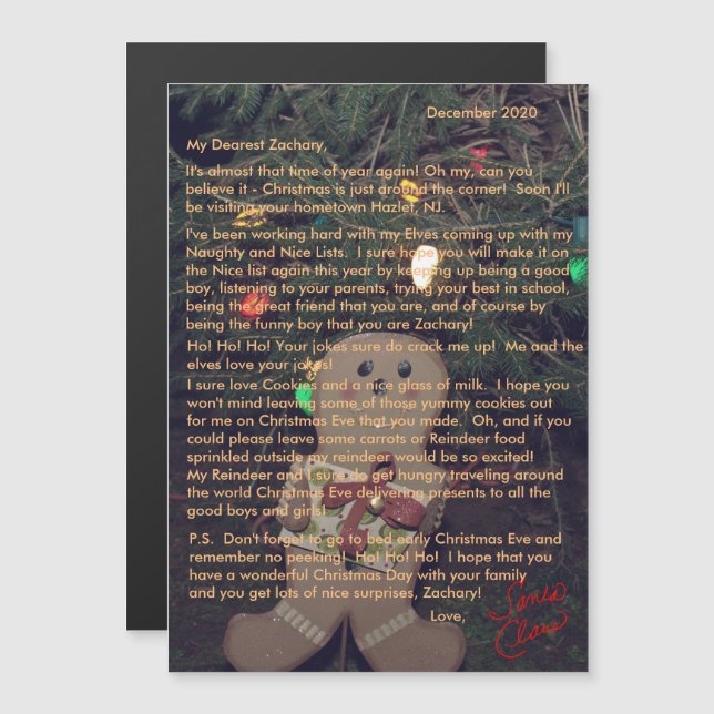 Cartão Magnético de Biscoito de Natal com Cartas d (Frente/Verso)