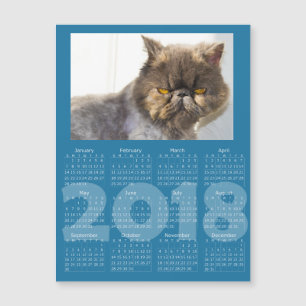 Cartão Magnético de Calendário Azul 2018 Engraçado