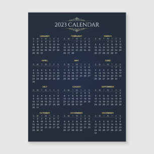 Cartão magnético de calendário Elegante Dourado e
