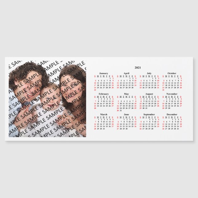 Cartão Magnético de Calendário Personalizado de Fo (Frente)