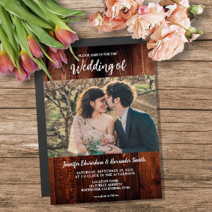 Cartão magnético de casamento country com foto em 