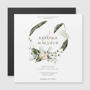 Cartão Magnético de Casamento Floral Boho Elegante