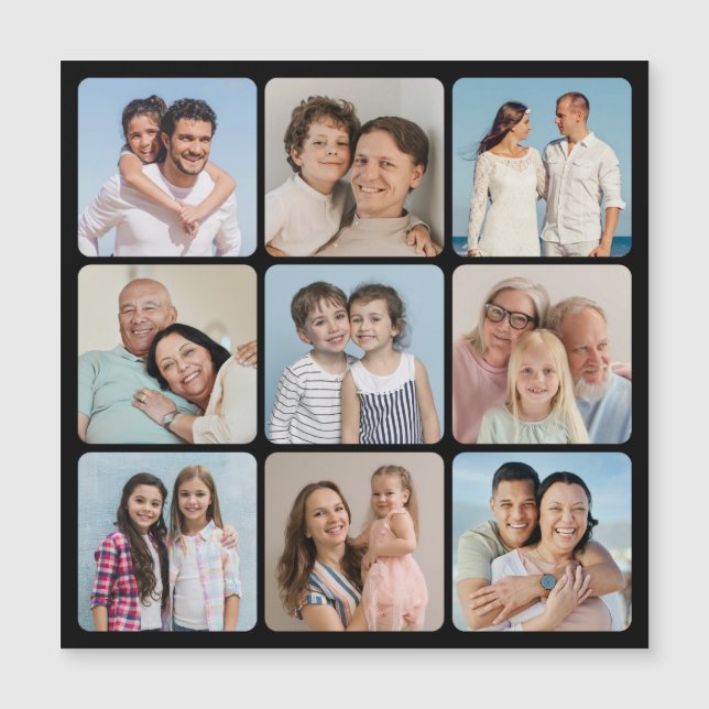 Cartão Magnético de Colagem de Fotos 9 Cantos Redo (Frente)