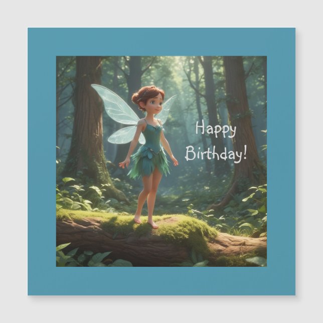 Cartão Magnético de Fada na Floresta (Frente)