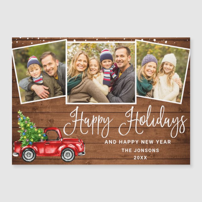 Cartão Magnético de Feriado de Natal Red Truck 3 (Frente)