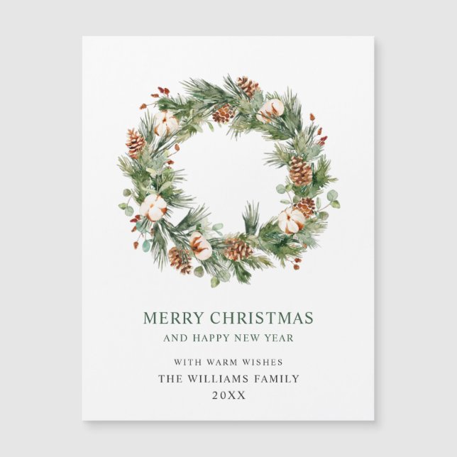 Cartão Magnético de Férias de Natal Pine Cones (Frente)