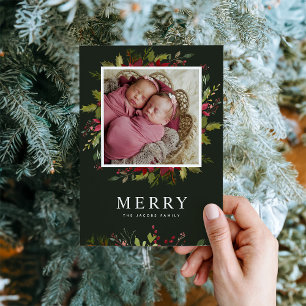 Cartão Magnético de Foto de Natal com Verde Água