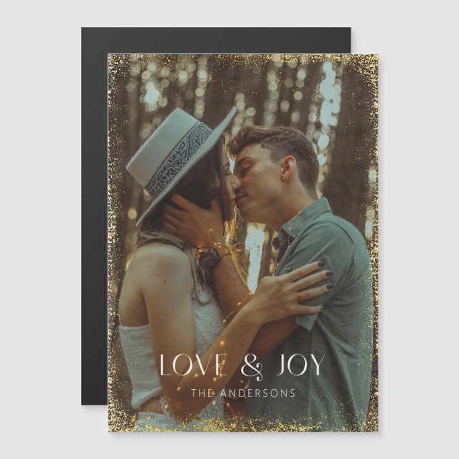 Cartão Magnético de Foto Feriado de Amor e Joy (Frente/Verso)