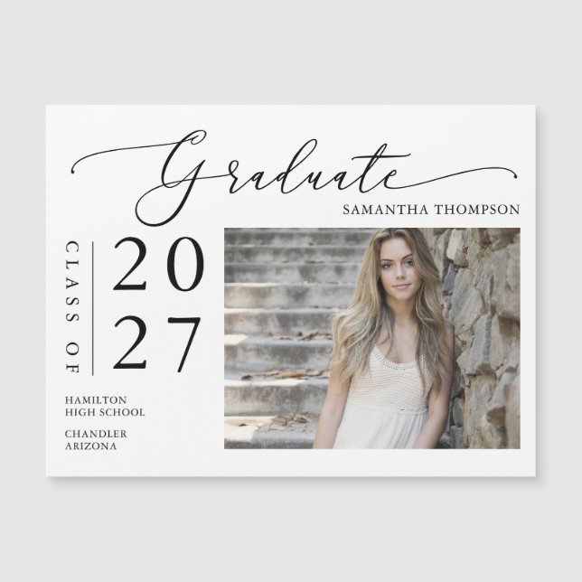 Cartão Magnético de Fotografia do Formando de Scri (Frente)