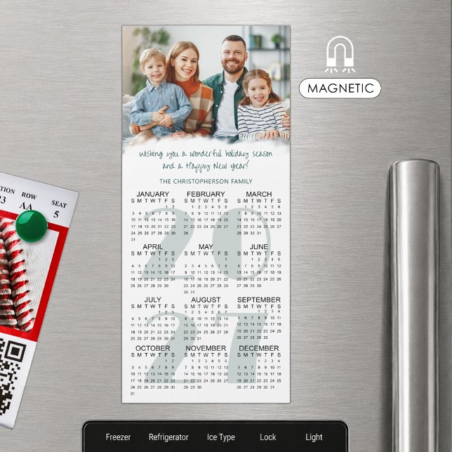 Cartão Magnético de Natal 2026 com Calendário de 2 (Criador carregado)