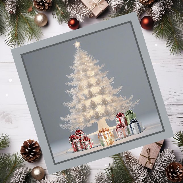 Cartão Magnético de Natal Branco (Magnetic White Christmas Tree.)