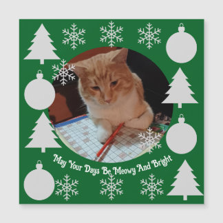 Cartão Magnético de Natal com Foto de Gato Meowy e