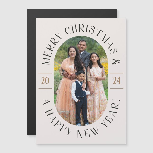 Cartão Magnético de Natal de Oval Clássico Moderno (Frente/Verso)