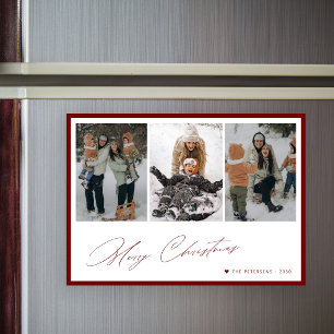 Cartão magnético de Natal elegante com 3 fotos