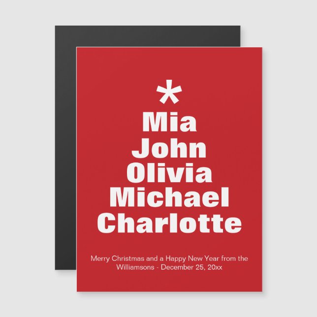Cartão magnético de nomes personalizados vermelhos (Frente/Verso)