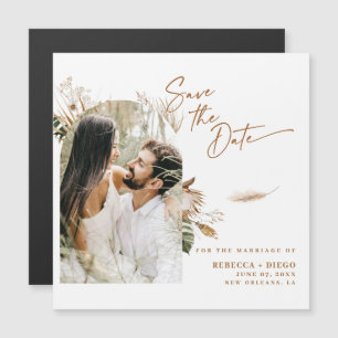 Cartão Magnético de Save The Date com Foto Boho Mo