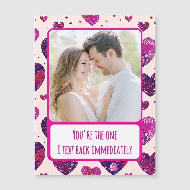 Cartão Magnético de Verso Roxo de Coração (Frente)