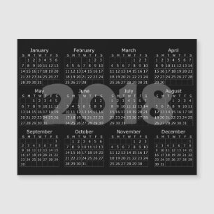 Cartão magnético do calendário do preto 2018