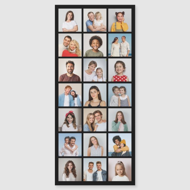 Cartão Magnético Fino de 21 Fotos Colagem Editável (Frente)