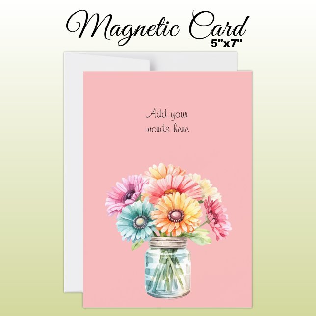 Cartão magnético floral cor-de-rosa com texto pers (Criador carregado)