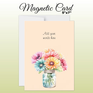 Cartão magnético floral de cor gerbera de texto pe