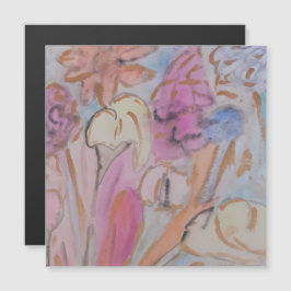 Cartão Magnético Floral Pastel Abstrato