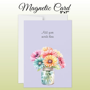 Cartão magnético floral roxo de texto personalizad
