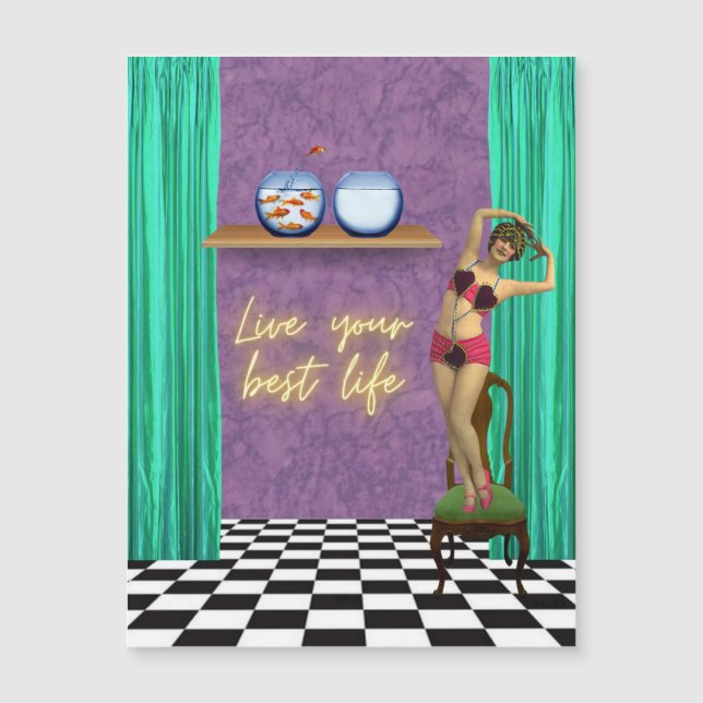 Cartão Magnético Kitsch de Melhor Vida Funky Vinta (Frente)