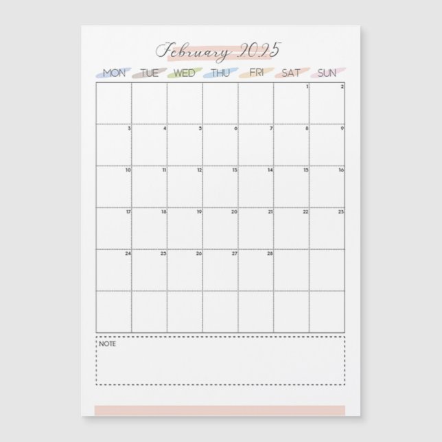 Cartão Magnético Mês Individual De Fevereiro De 20 (Frente)