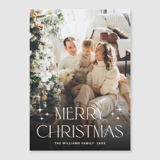 Cartão Magnético Mínimo de Natal Elegante (Frente)