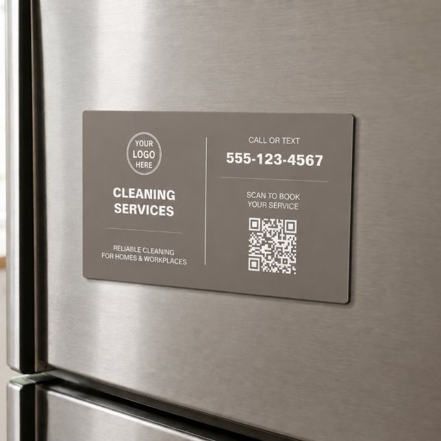 Cartão Magnético QR Código do Logotipo de Serviços (Modern Cleaning Services Logo QR Magnetic Card)