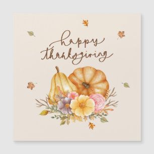 Cartão Magnético Rustic Floral Pumpkin de Ação de