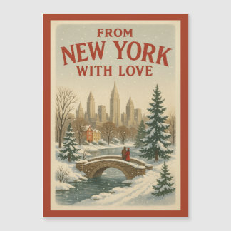 Cartão Magnético Vintage De Nova York Com Amor