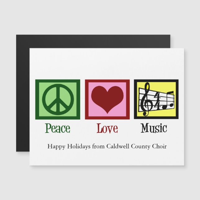 Cartão Magnett de Natal Personalizado do Peace Lov (Frente/Verso)