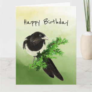Cartão Magnífico Pássaro Natureza Magpie Aniversário