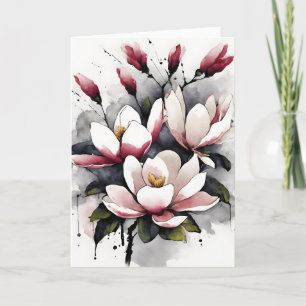 Cartão Magnólia - Flores de aquarela
